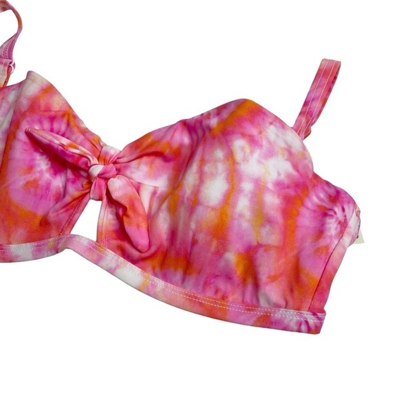 Sundazed Beka Tie-Dye Bow Bikini Top Coral Pink Size 32DD New - Picture 3 of 6